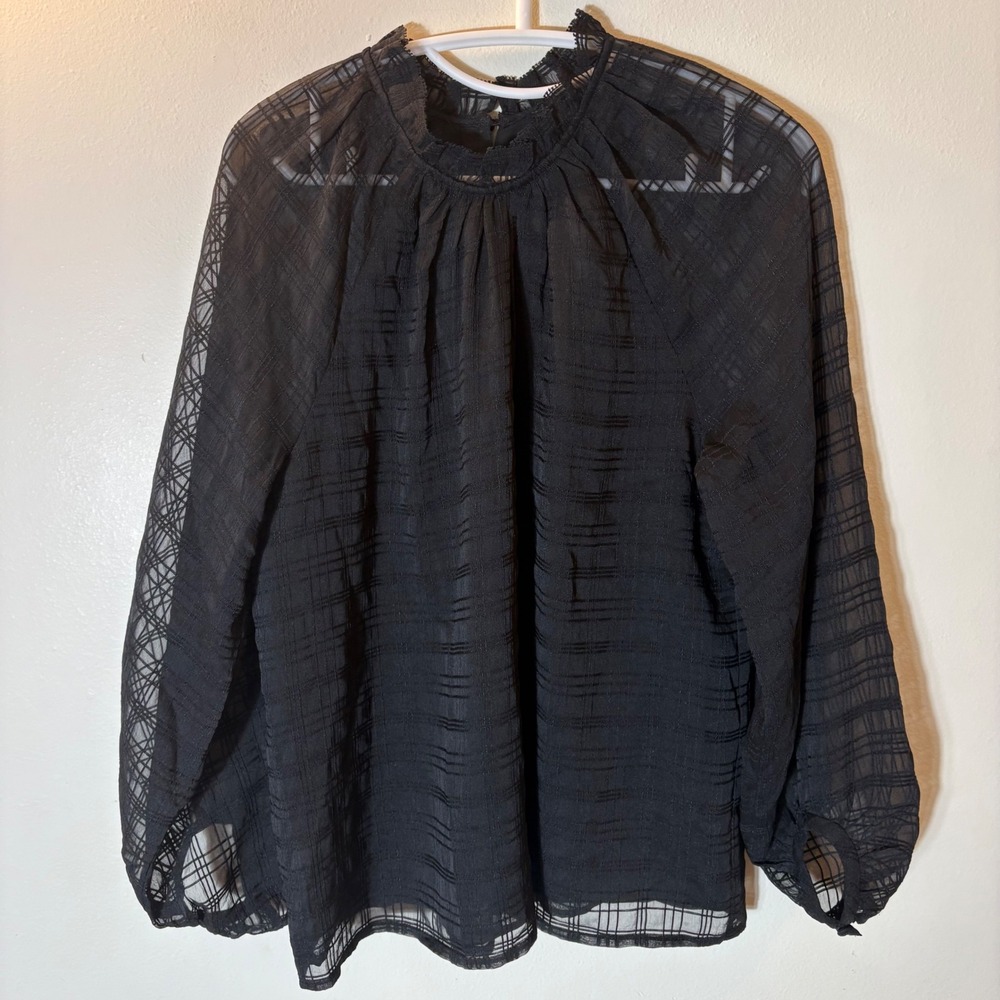 Ann Taylor Mock Neck Blouse Size Small‎ Black